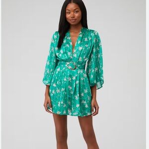 Sabina Musayev Teal Floral Mini Dress